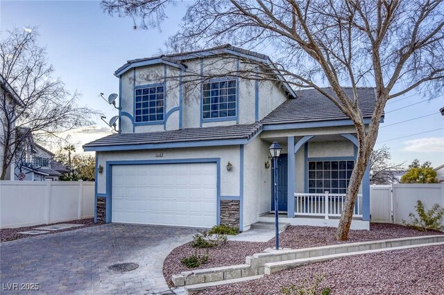 view of front facade featuring a garage