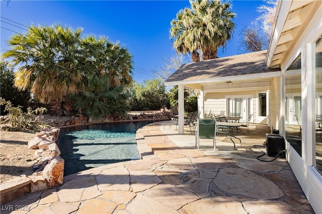 view of patio featuring french doors