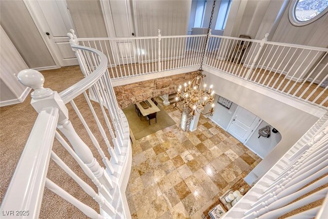 interior space featuring an inviting chandelier