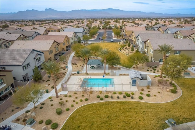 aerial view with a mountain view