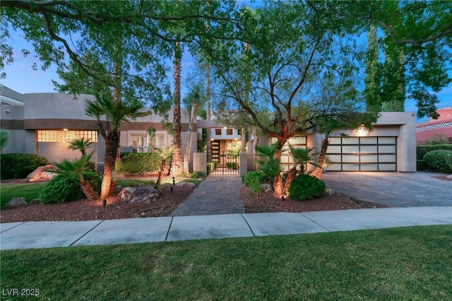 view of front of property with a garage