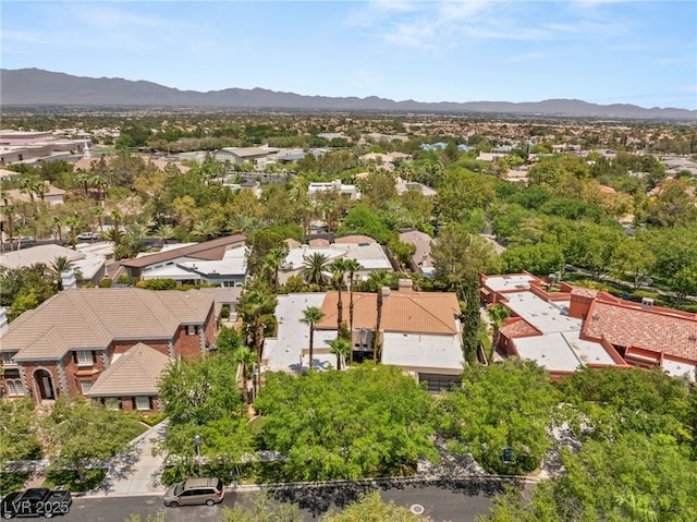 birds eye view of property featuring a mountain view