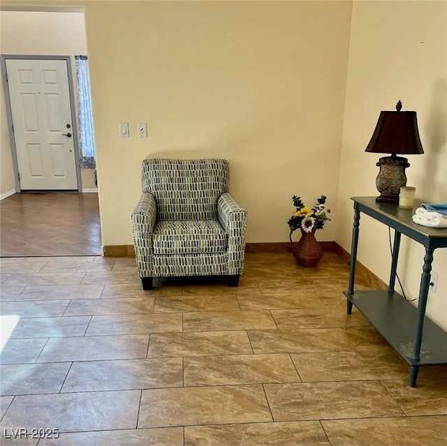 living area with baseboards