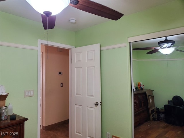 bedroom with a closet and ceiling fan