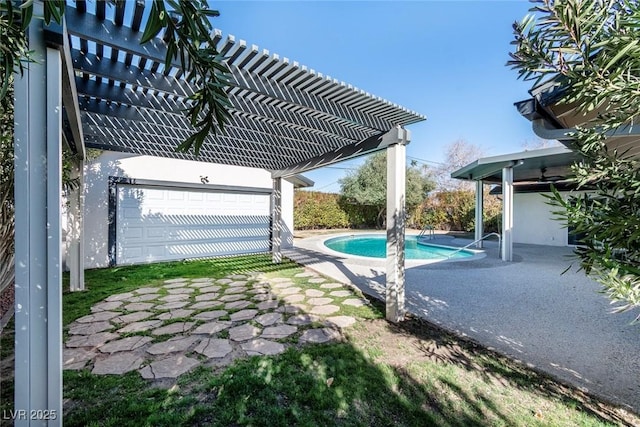 view of pool featuring a pergola and a patio