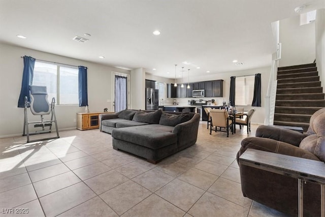 view of tiled living room