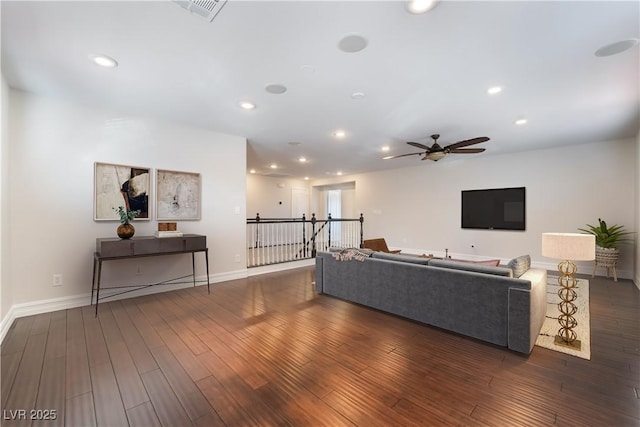 living room featuring dark hardwood / wood-style flooring