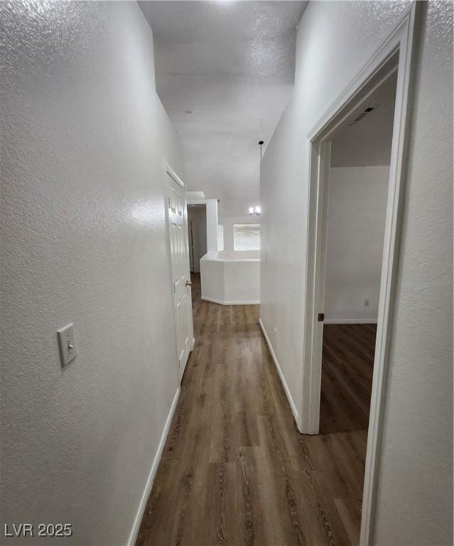 corridor featuring dark hardwood / wood-style floors