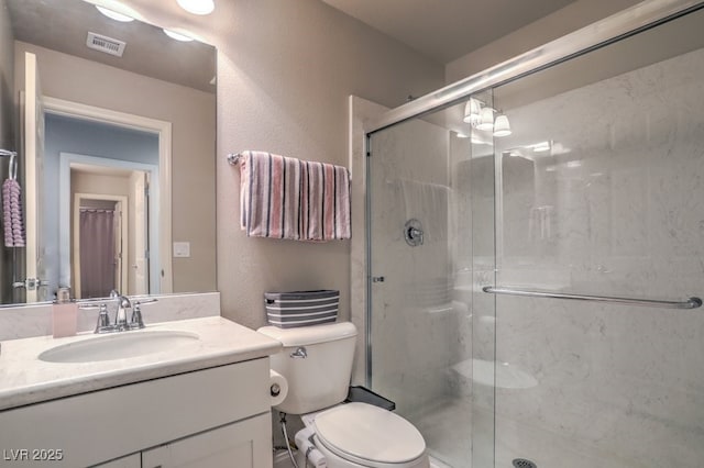 full bath with visible vents and a shower stall