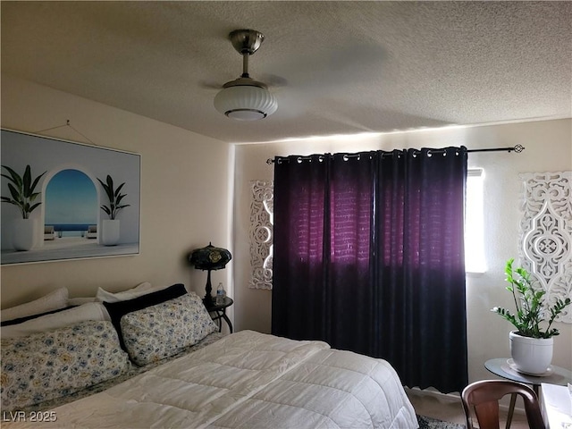 bedroom with a textured ceiling