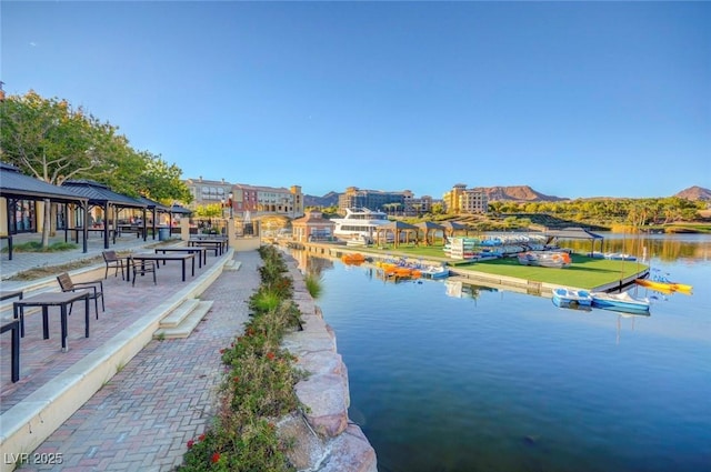 water view with a gazebo