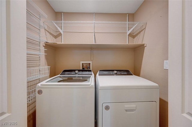 laundry room featuring independent washer and dryer