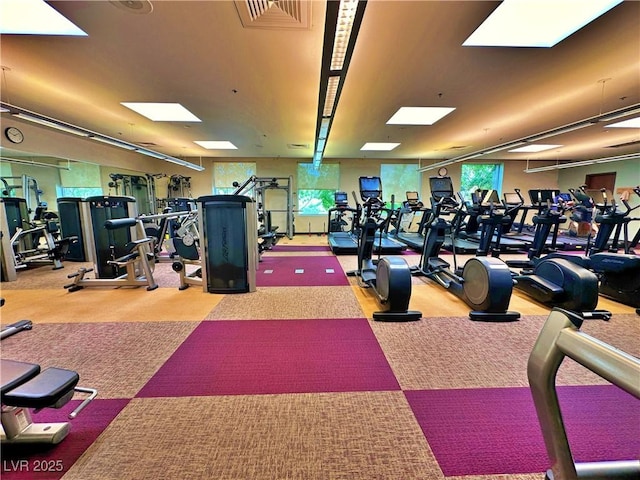 gym with carpet