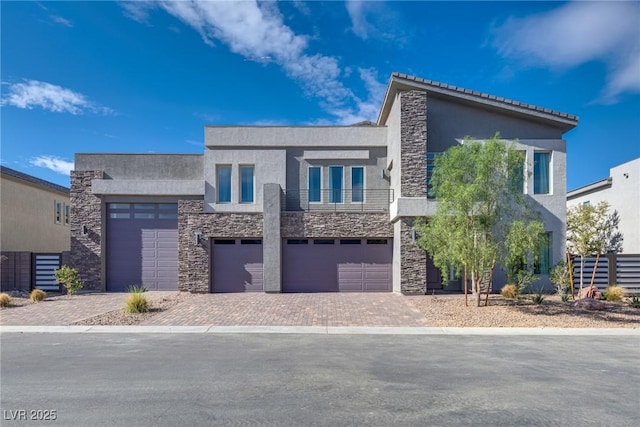 contemporary house featuring a garage