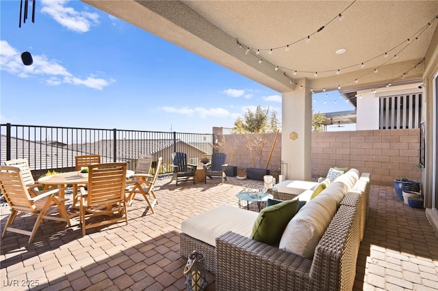 view of patio with an outdoor living space