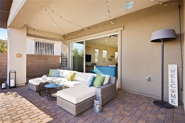 view of patio with an outdoor living space