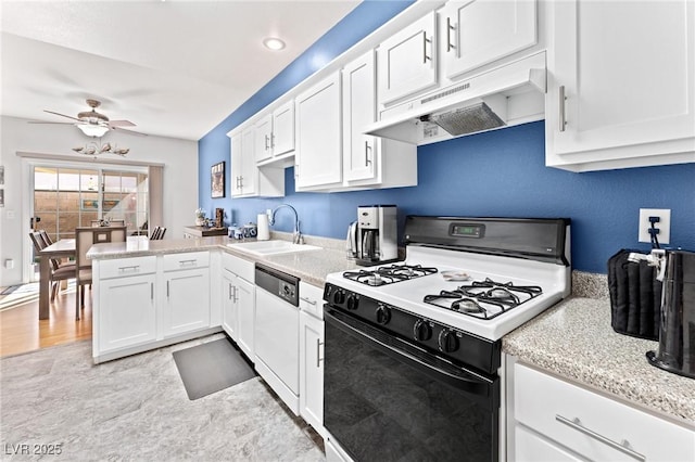 kitchen featuring white cabinetry, sink, range with gas cooktop, and dishwasher