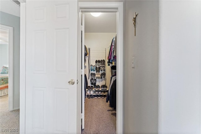 corridor with carpet flooring