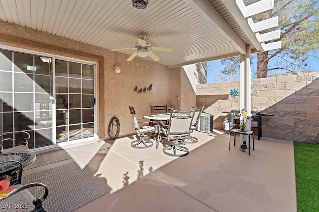 view of patio / terrace with ceiling fan