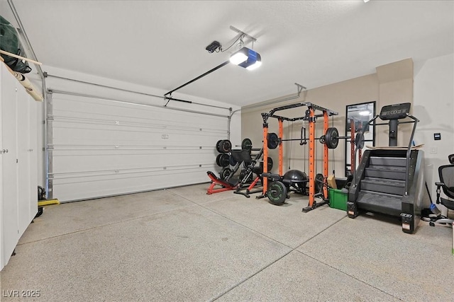 garage with a garage door opener