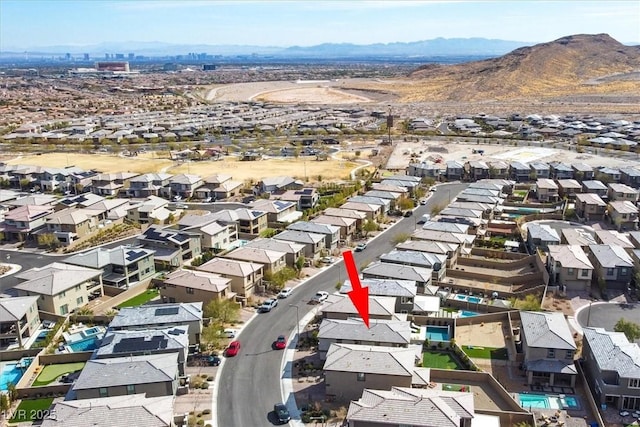 bird's eye view featuring a mountain view