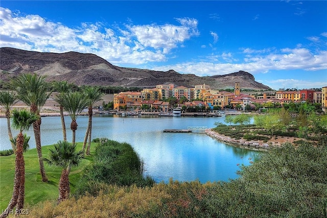 view of water feature with a mountain view