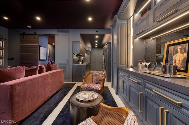 3726 Las Vegas Blvd Unit 1101, Las Vegas, NV 89158 - home theater room with a barn door and carpet