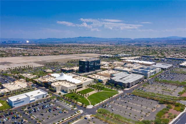 bird's eye view with a mountain view