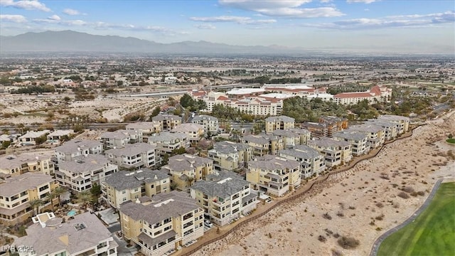 drone / aerial view featuring a mountain view