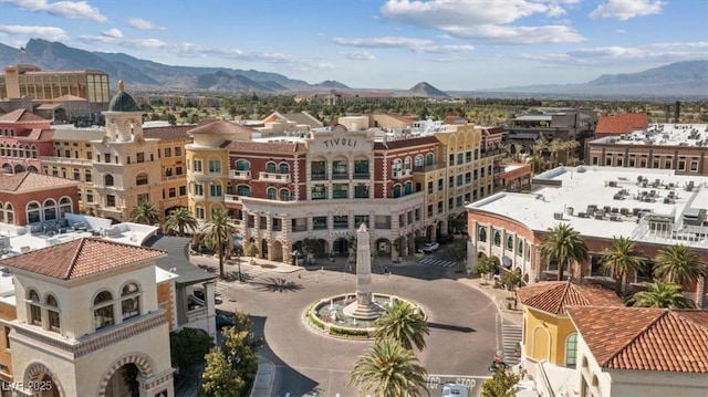 drone / aerial view with a mountain view