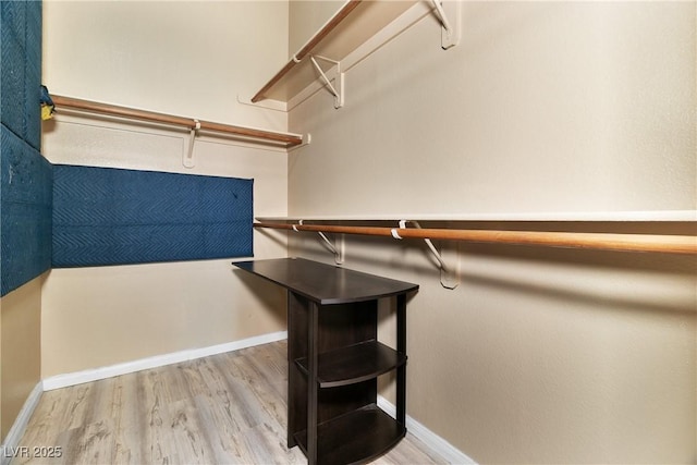 spacious closet featuring light hardwood / wood-style floors