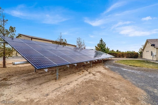 exterior space featuring solar panels