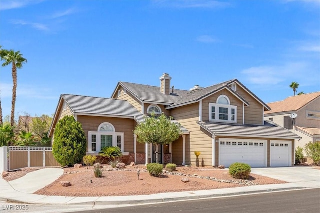 view of front property with a garage