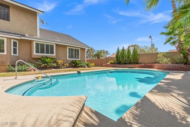 view of pool featuring a fenced backyard and a fenced in pool