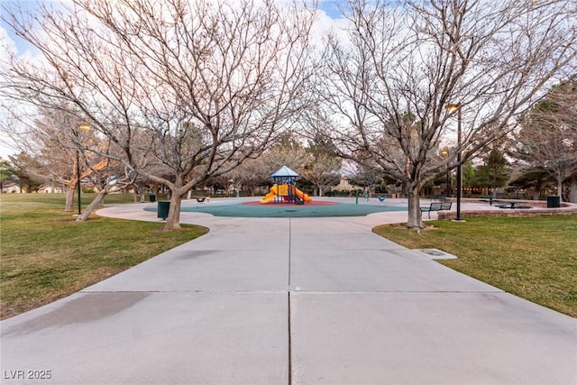 view of yard with a playground