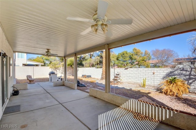 view of patio / terrace with ceiling fan