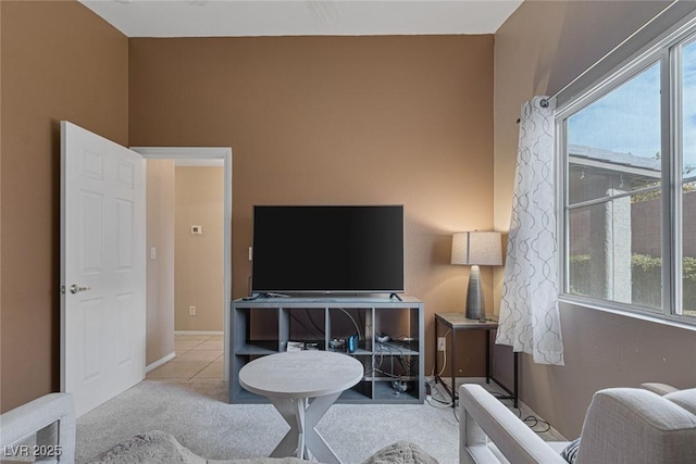 home office featuring light tile patterned flooring and a wealth of natural light