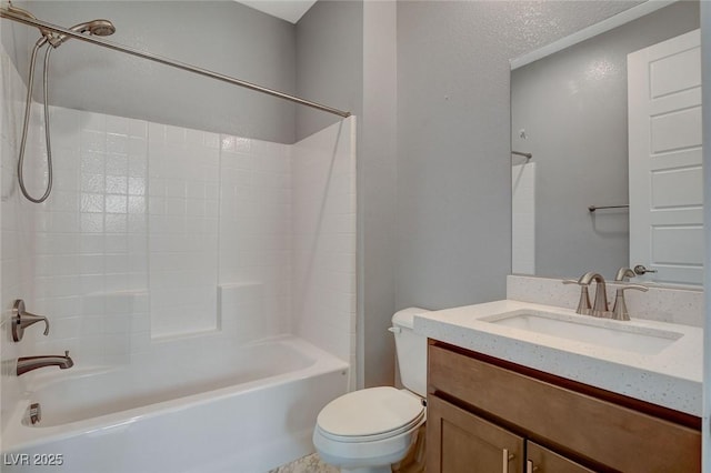 full bathroom with vanity, toilet, and shower / bath combination