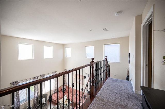 hall with carpet floors