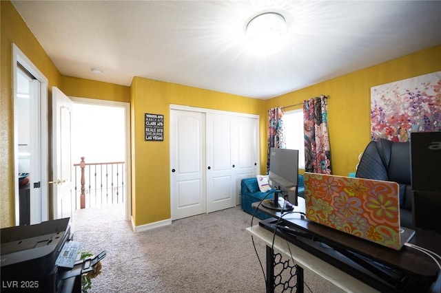 view of carpeted home office