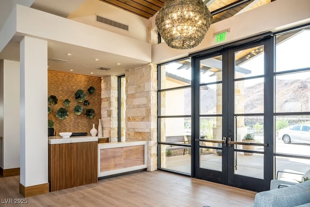 interior space featuring an inviting chandelier