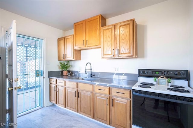 kitchen with sink and electric range