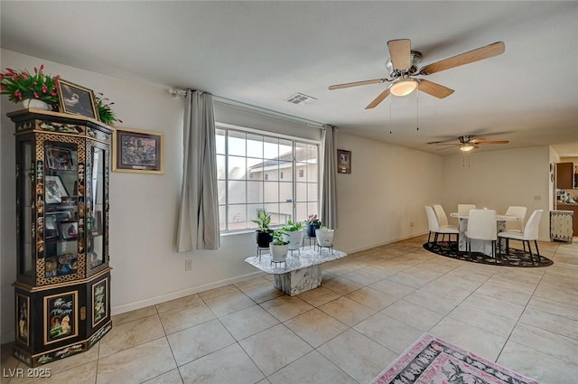 interior space featuring light tile patterned flooring