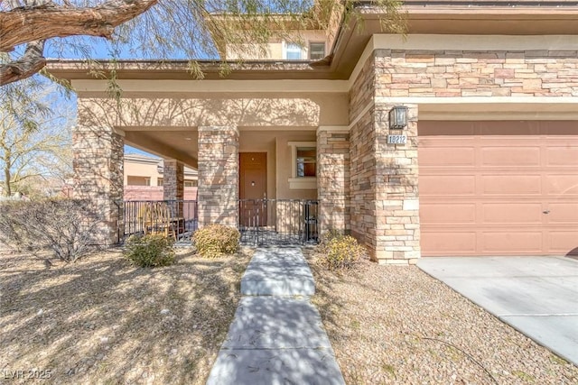 entrance to property with a garage