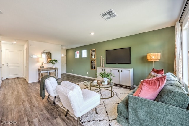 living room with hardwood / wood-style floors