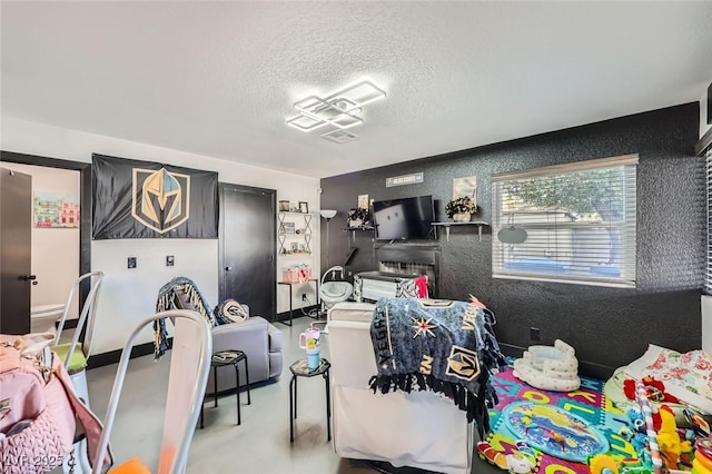 bedroom with a textured ceiling