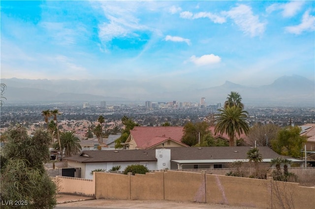 bird's eye view with a mountain view