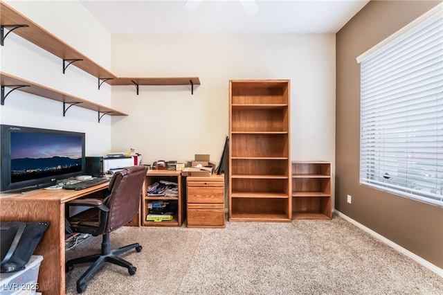 office area with carpet and baseboards