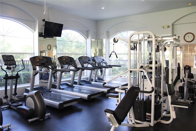 gym with a wealth of natural light