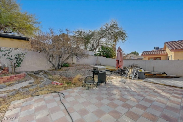 view of patio / terrace featuring a grill